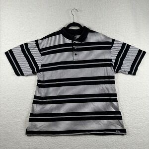 Southpole Mens 4XL Polo Shirt Black White Striped Short Sleeve Pique Knit Y2K